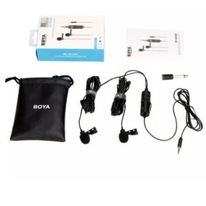 Boya BY-M1DM Dual Lavalier Universal Microphone with a Single 1/8 Stereo Connector, 13ft Cable for Cameras and Smmartphones